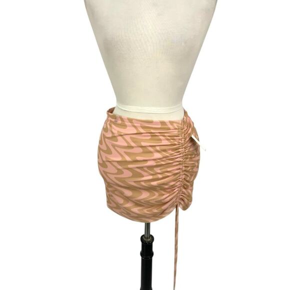 Abound Cinch Tie Mesh Miniskirt Pink Tan Size Small NWOT - Picture 2 of 8